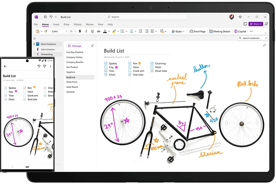 在 Windows 电脑和手机间同步的 OneNote 笔记